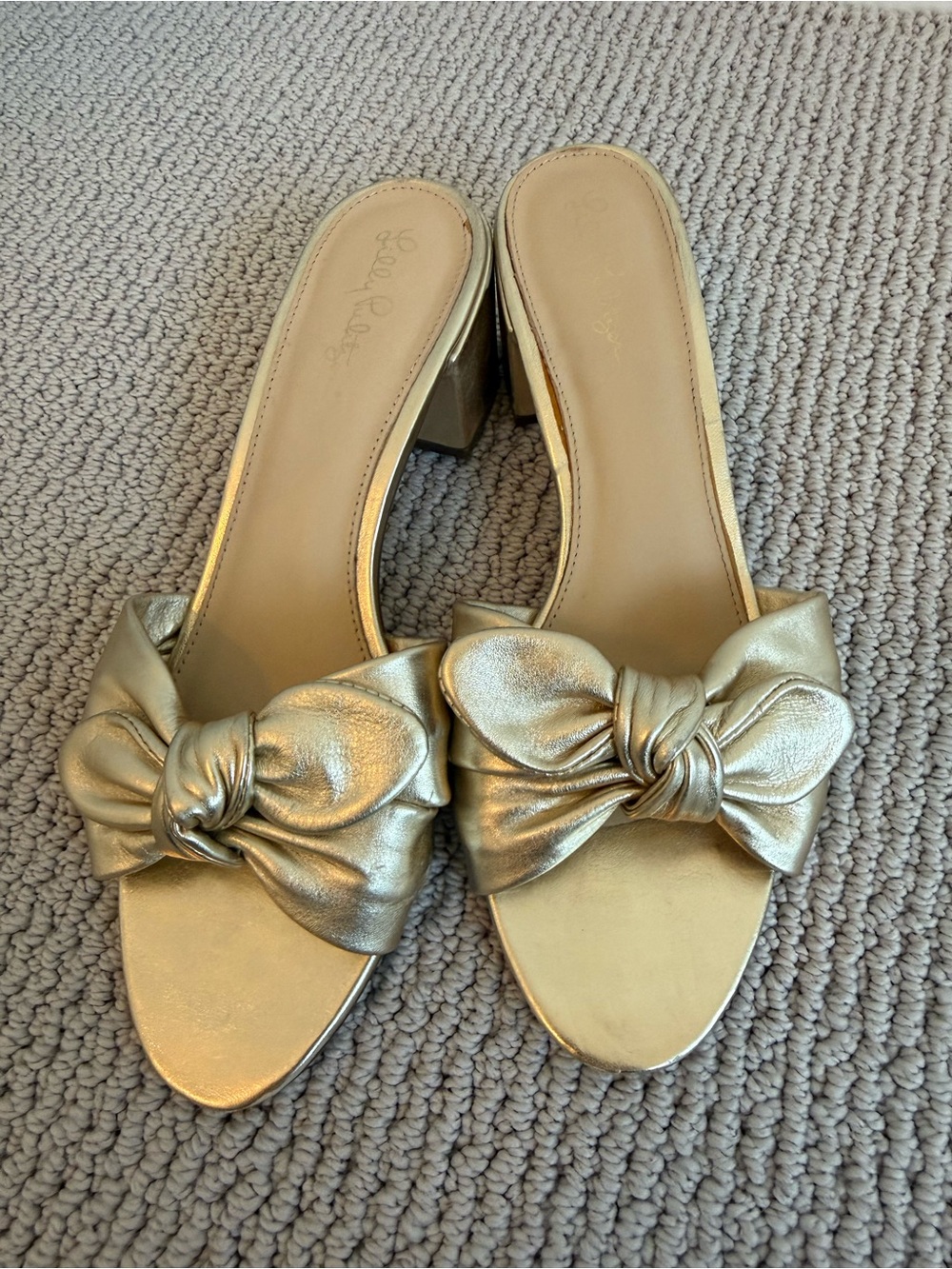 Lilly Pulitzer Gold Knotted Block Heels